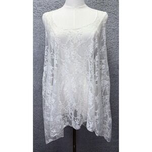 Faith 21 Womens Ivory Lace Sleeveless Top Loose Fit Coquette Feminine Fairy 3X